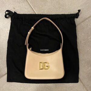 Dolce & Gabbana Cream Shoulder Bag with Gold Logo